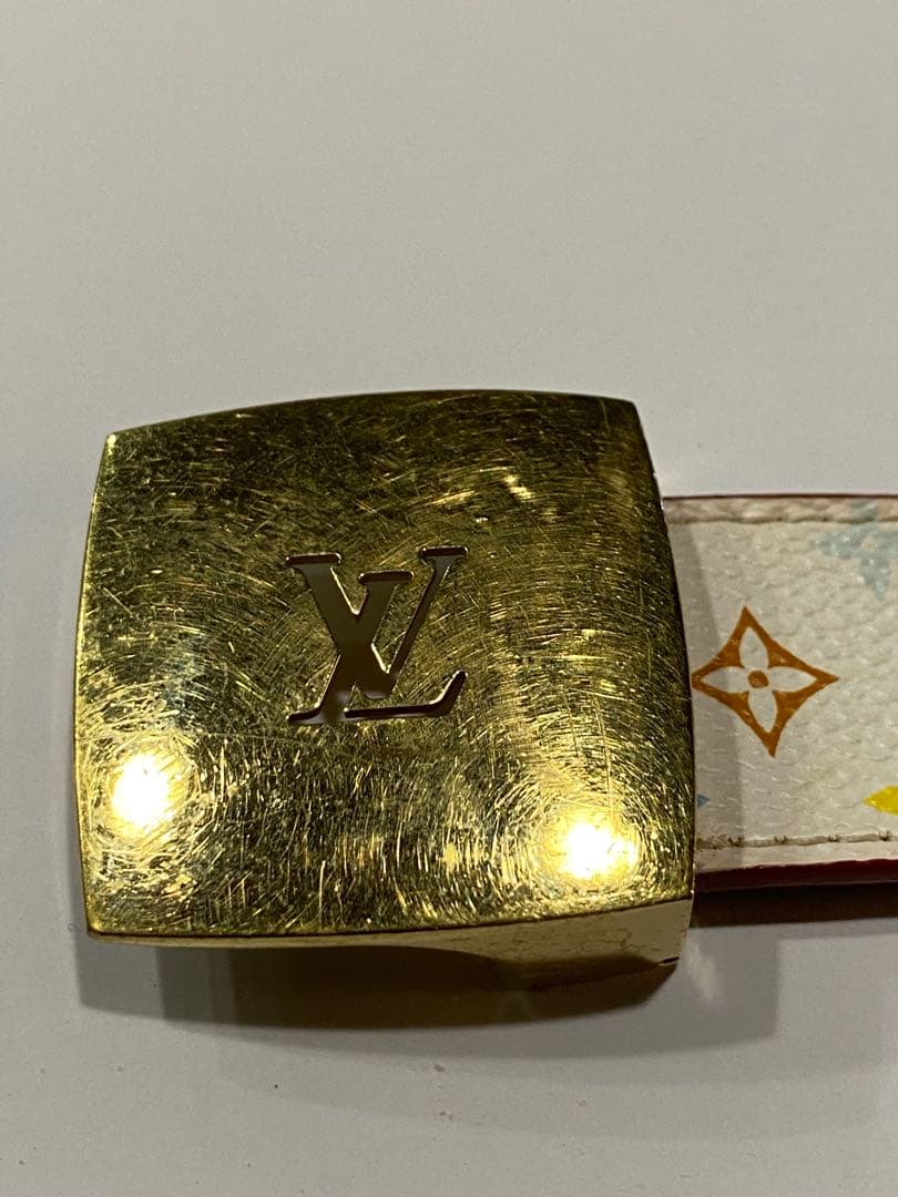 ルイ・ヴィトン モノグラムベルト ホワイト/レッド