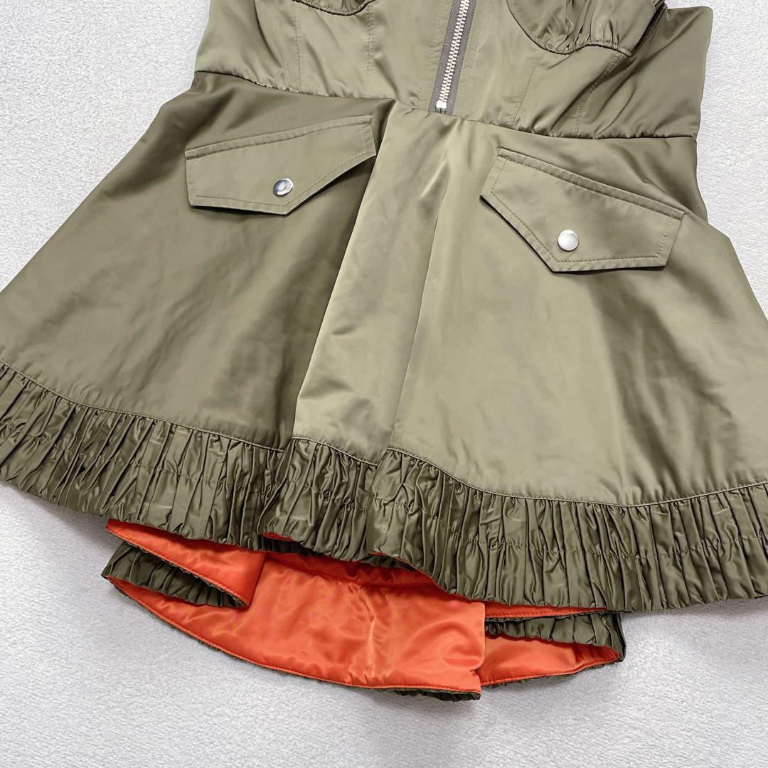 ポピー ミリタリーフレアチュニック F ハーフジップ キャミ レイヤード