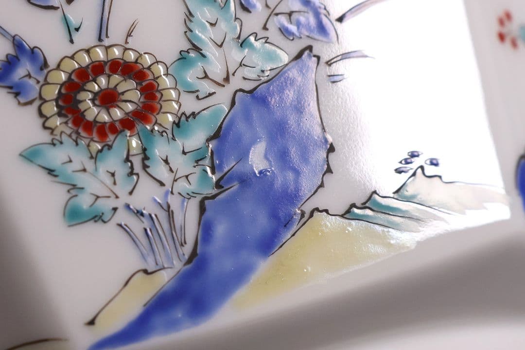 十二代 酒井田柿右衛門 錦 草花紋 八角 菓子器 鉢 共箱【MA683】