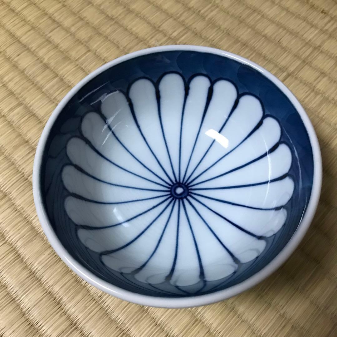 有田焼　源右衛門窯　染付菊割紋飯碗5個セット