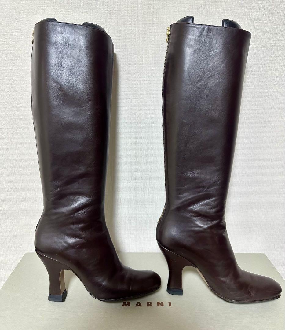 【美品/MARNI】ジップアップロングブーツ 38（24.5〜25cm）