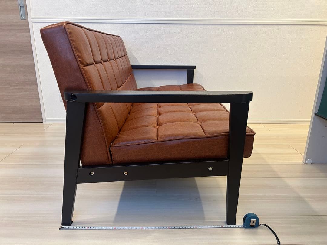 h2ddes 【送料込み】2人掛け ソファー 合皮 レザー調 ブラウン