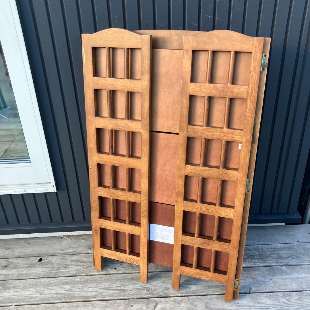 ② 北欧レトロ 木製フレーム 3段折りたたみラック 飾り棚 オープンラック 花台