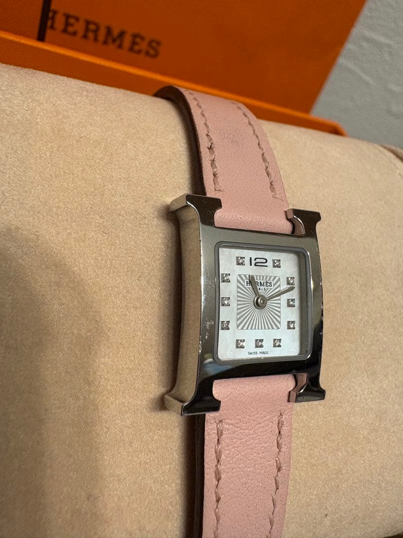 HERMES エルメス Hウォッチ ミニ ダイヤ入り 正規品 箱・保証書付