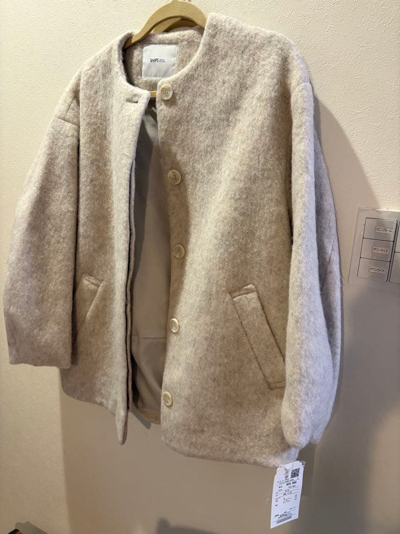 ★SHIPS anyシャギーノーカラーコクーンコート★アウター