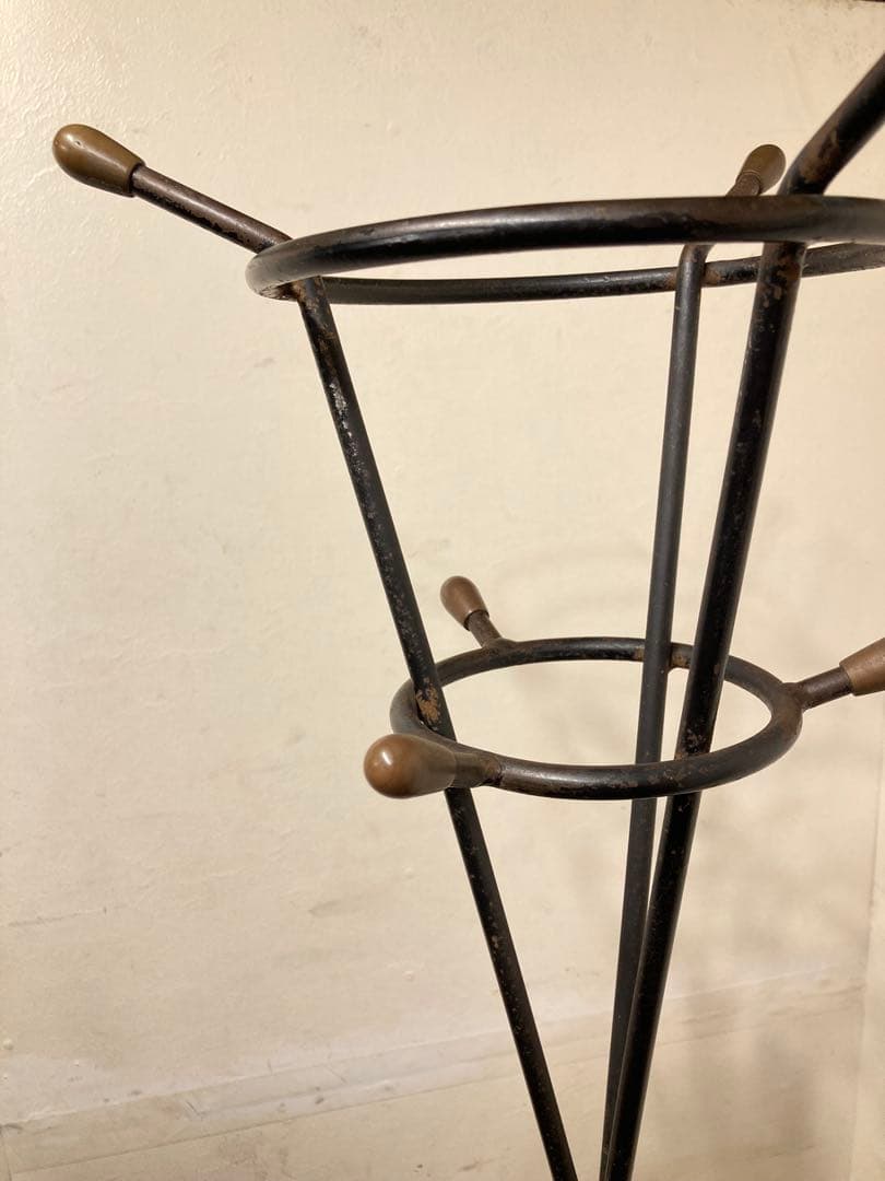 60'sヴィンテージ 鉄×真鍮 スチールコートハンガー フランスアンティーク