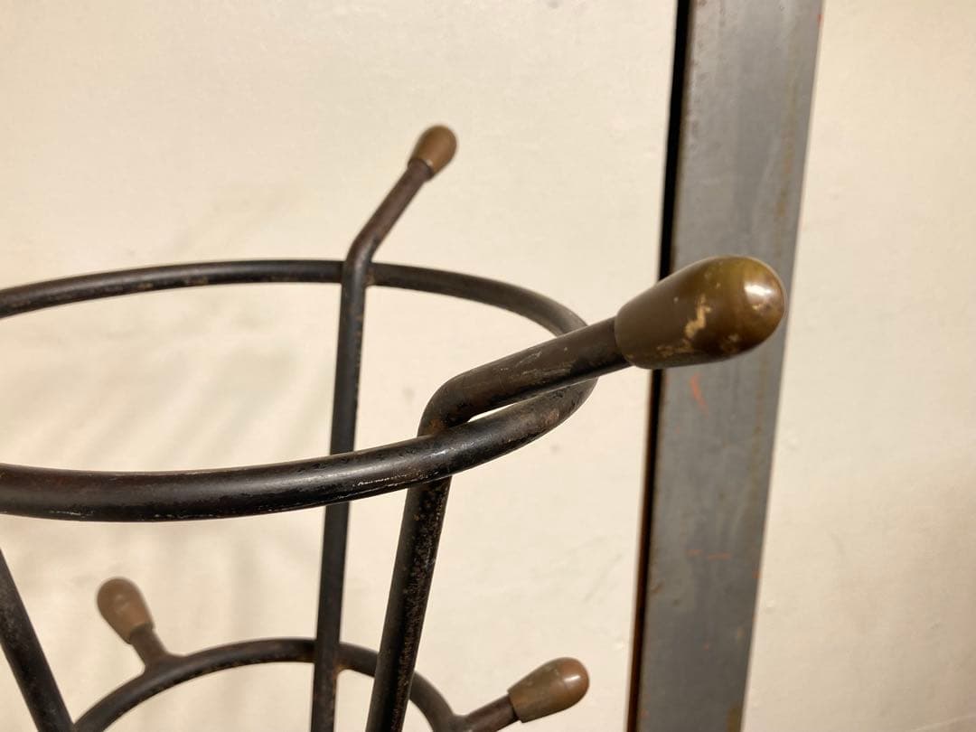 60'sヴィンテージ 鉄×真鍮 スチールコートハンガー フランスアンティーク