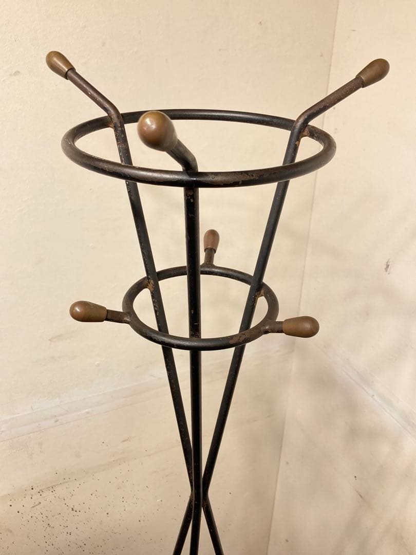 60'sヴィンテージ 鉄×真鍮 スチールコートハンガー フランスアンティーク