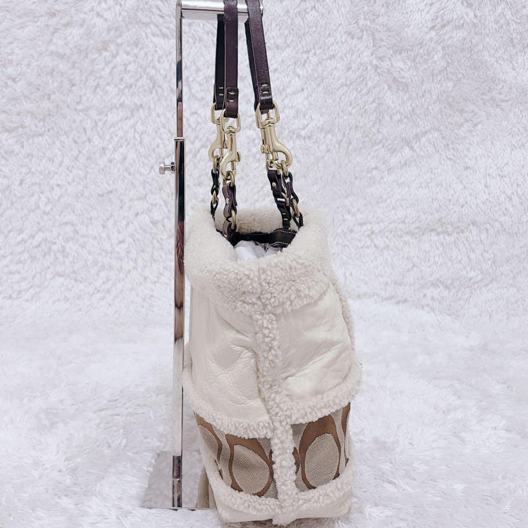 COACH コーチ ハンドバッグ ボア シグネチャー レザー