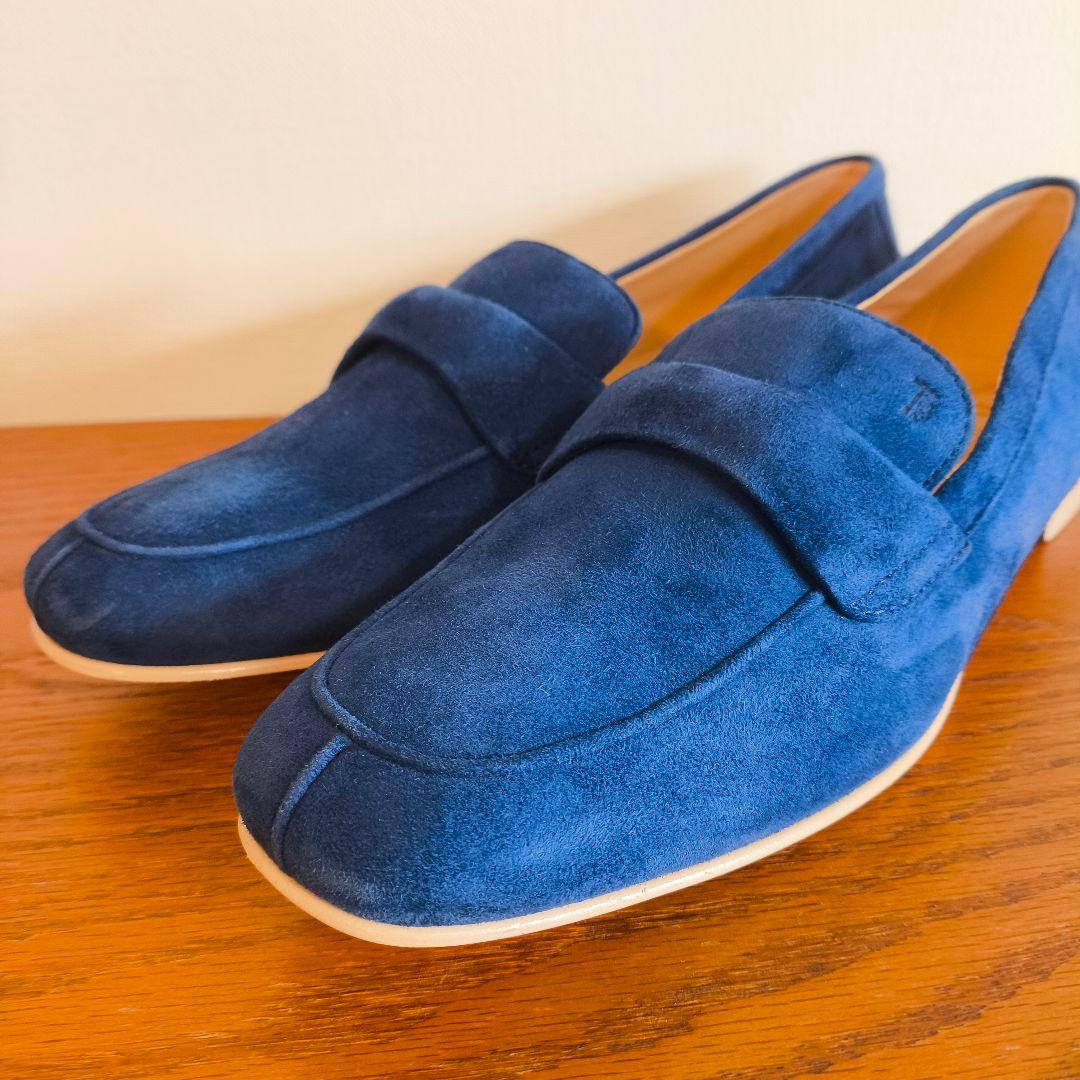 meGU　トッズ　レディース　ローファー　スウェード　ブルー　38 1/2