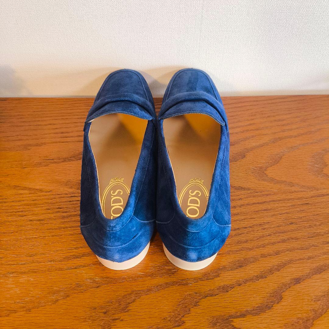 meGU　トッズ　レディース　ローファー　スウェード　ブルー　38 1/2