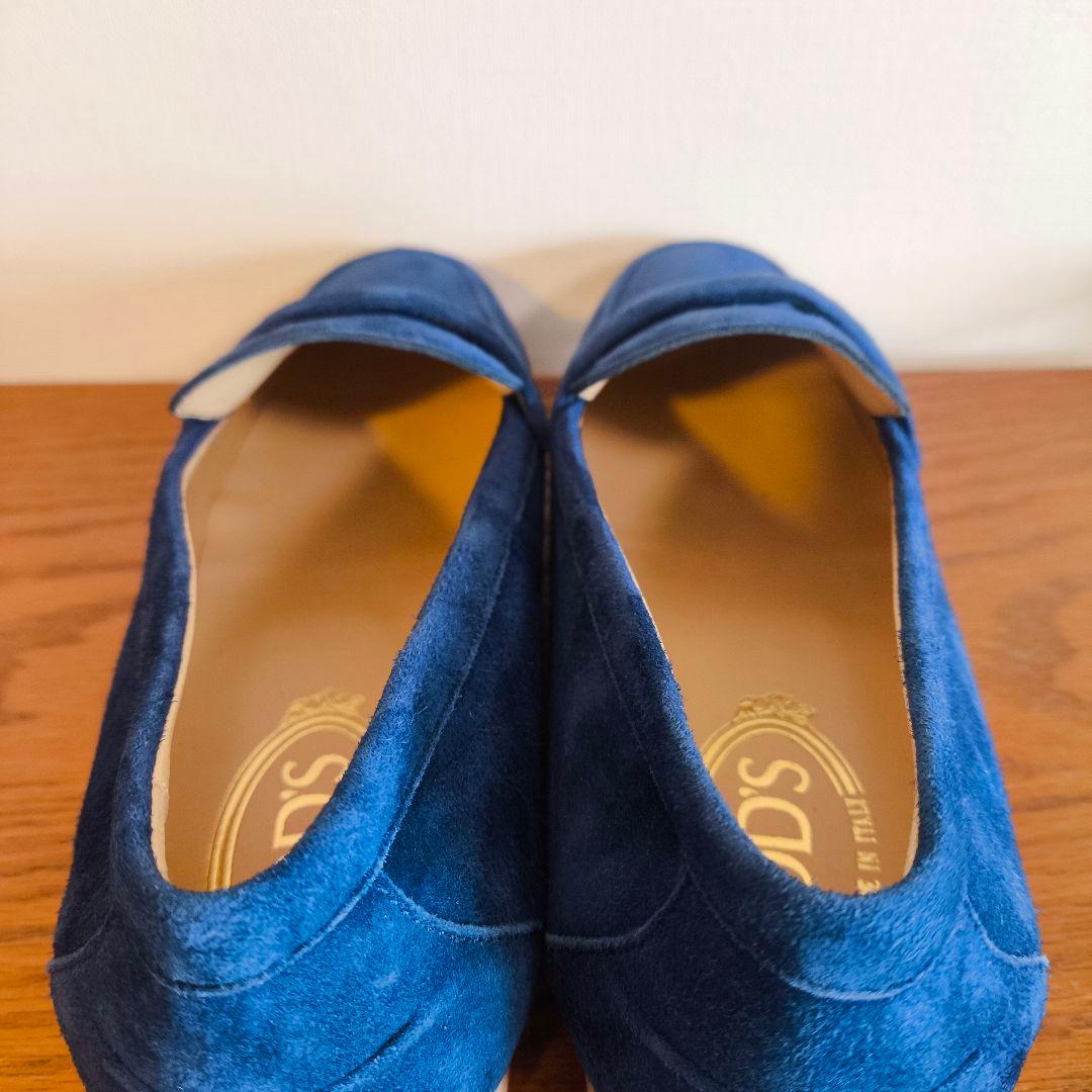 meGU　トッズ　レディース　ローファー　スウェード　ブルー　38 1/2