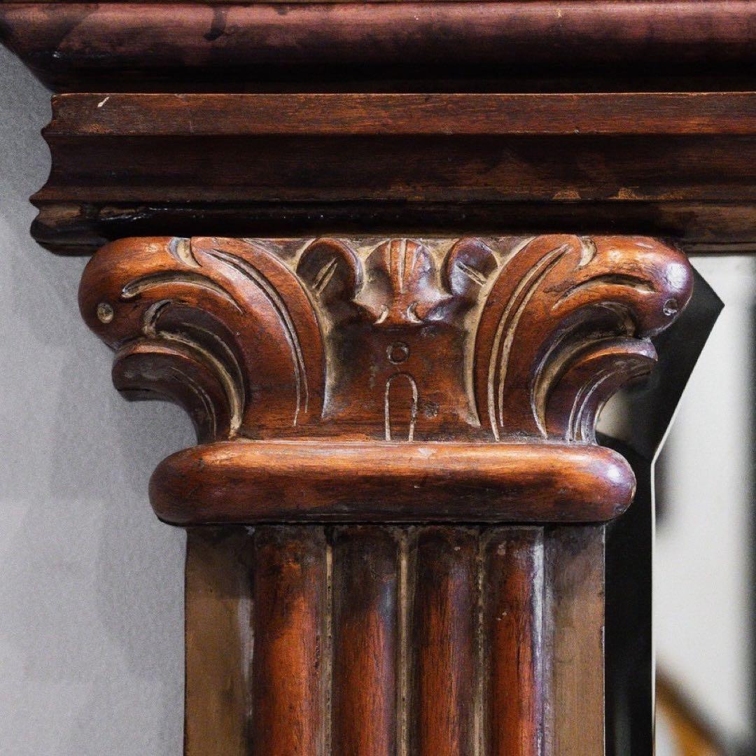 アンティーク調鏡 特大サイズ ギリシャ神殿風彫刻