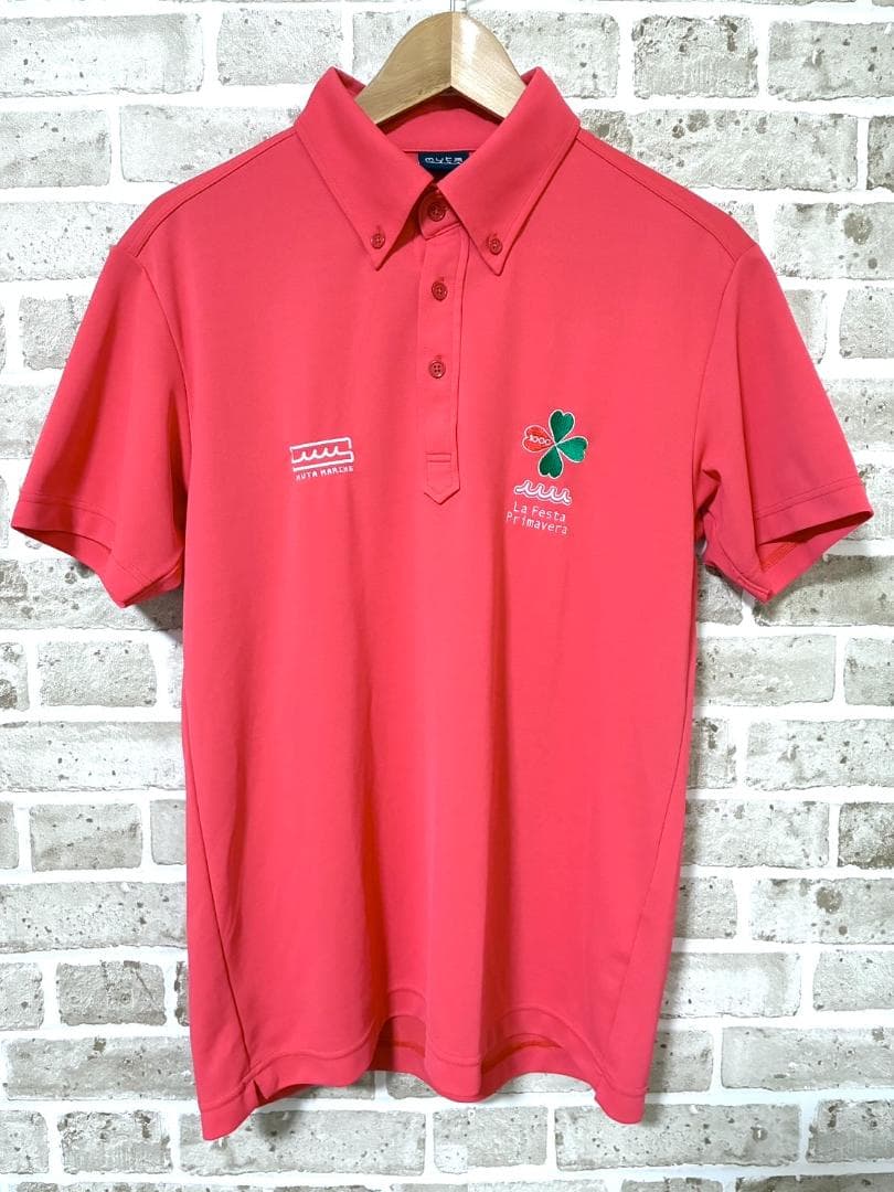 【フォロー割】ムータマリン メンズ 半袖 ポロシャツ Lサイズ オレンジピンク