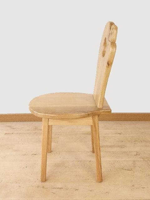 ふくろう　椅子　ダイニングチェアー　イスF　ナラ材　白木色　勇峰工芸（新）