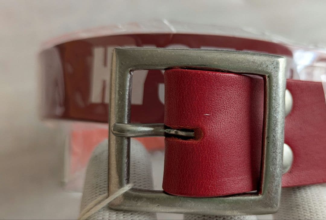 ヒステリックグラマー　赤ベルト　ロゴプリントレザーベルト　sサイズ
