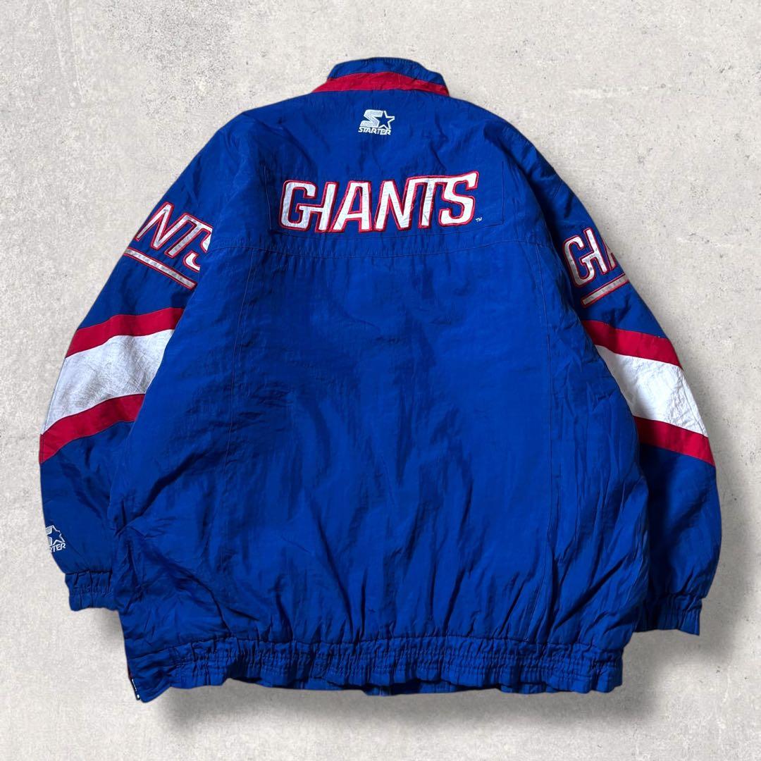 90s NFLナイロンジャケット中綿フーディーSTARTERジャイアンツ古着XL