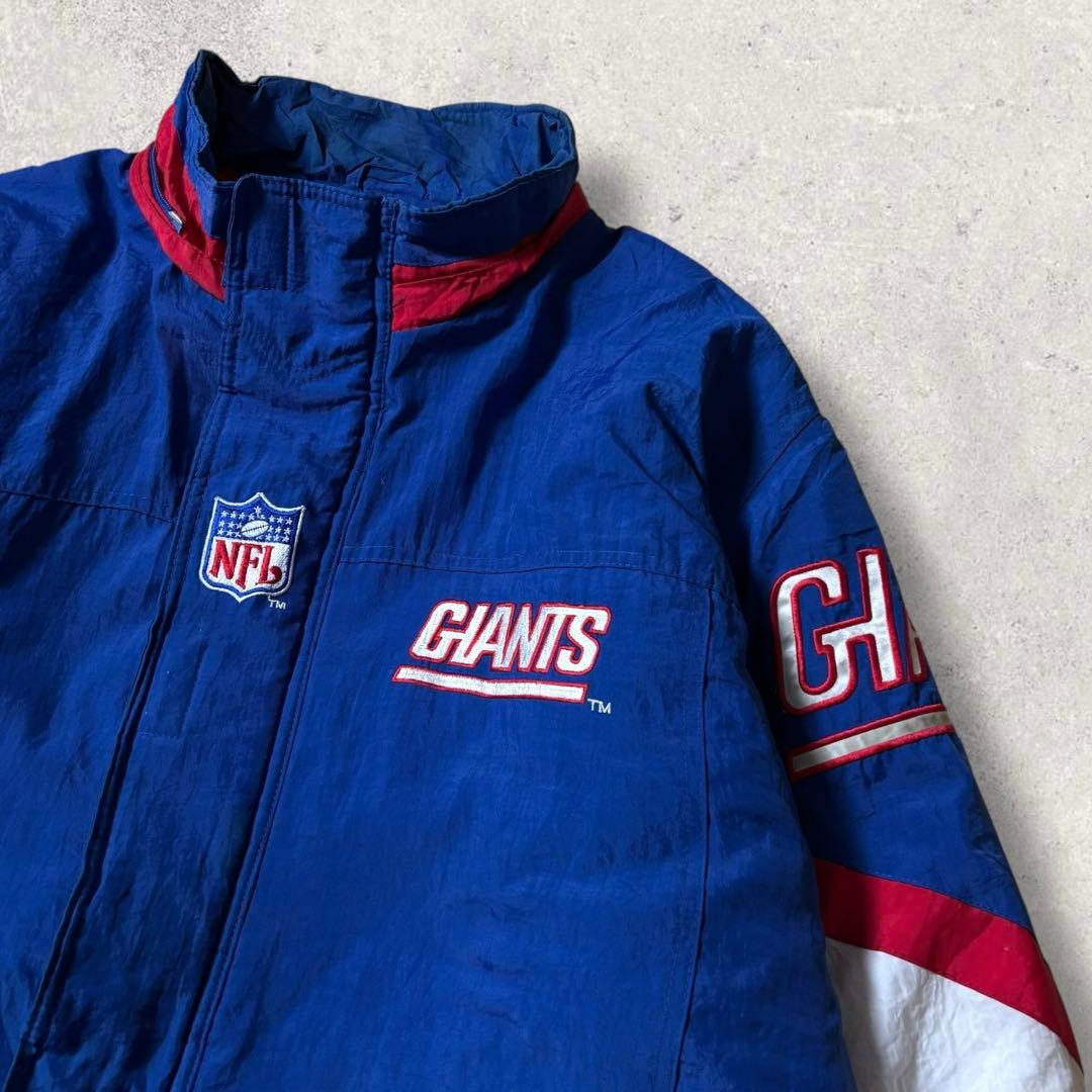 90s NFLナイロンジャケット中綿フーディーSTARTERジャイアンツ古着XL