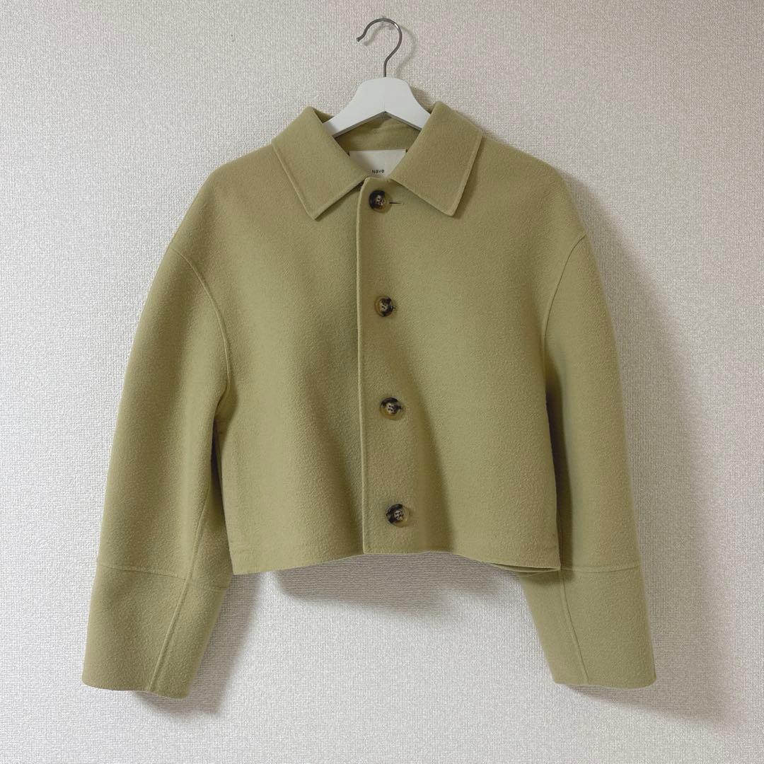 【美品】Naveメルトンリバー ステンカラークロップド コート イエロー 1