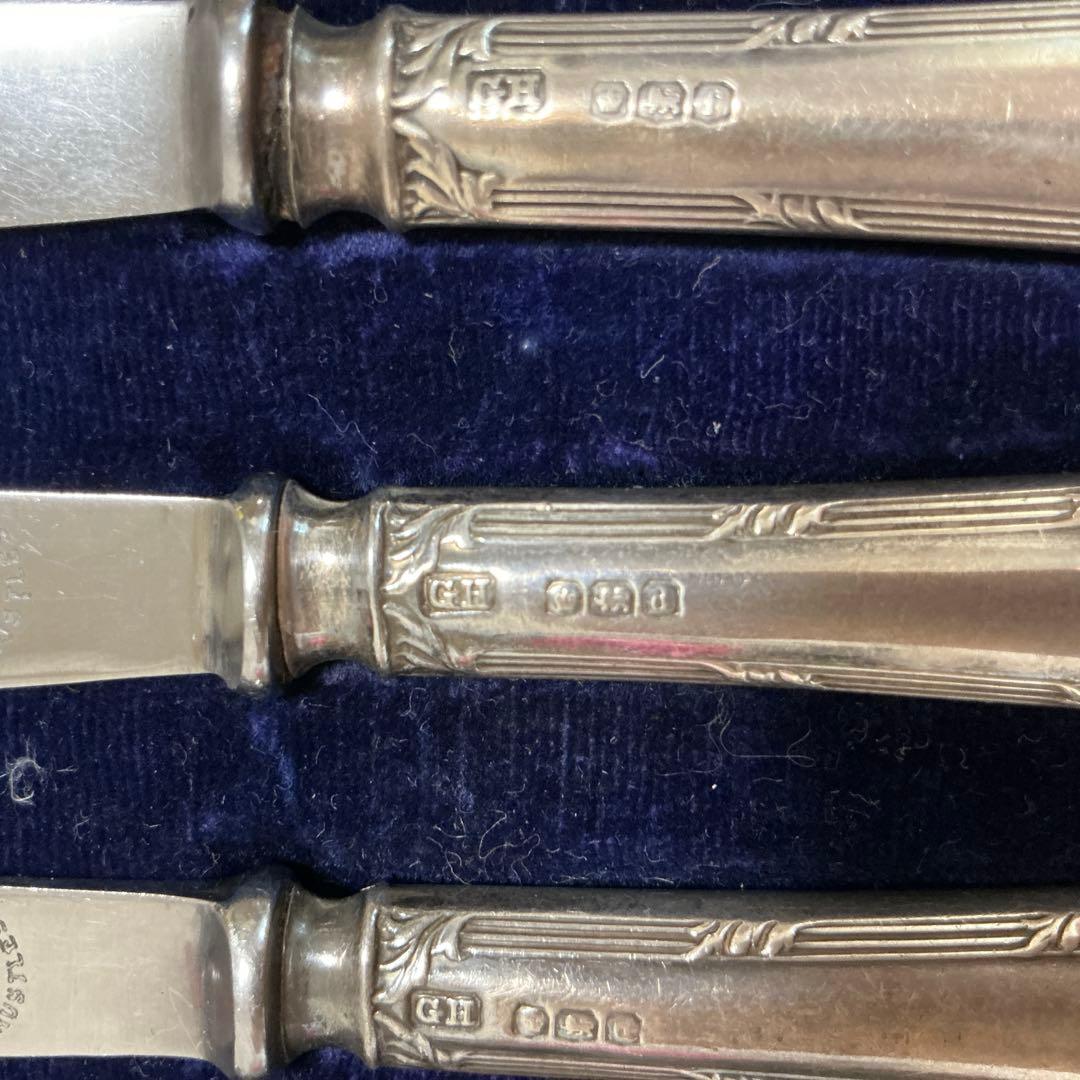 純銀持ち手の英国カトラリー12点　スターリングシルバー