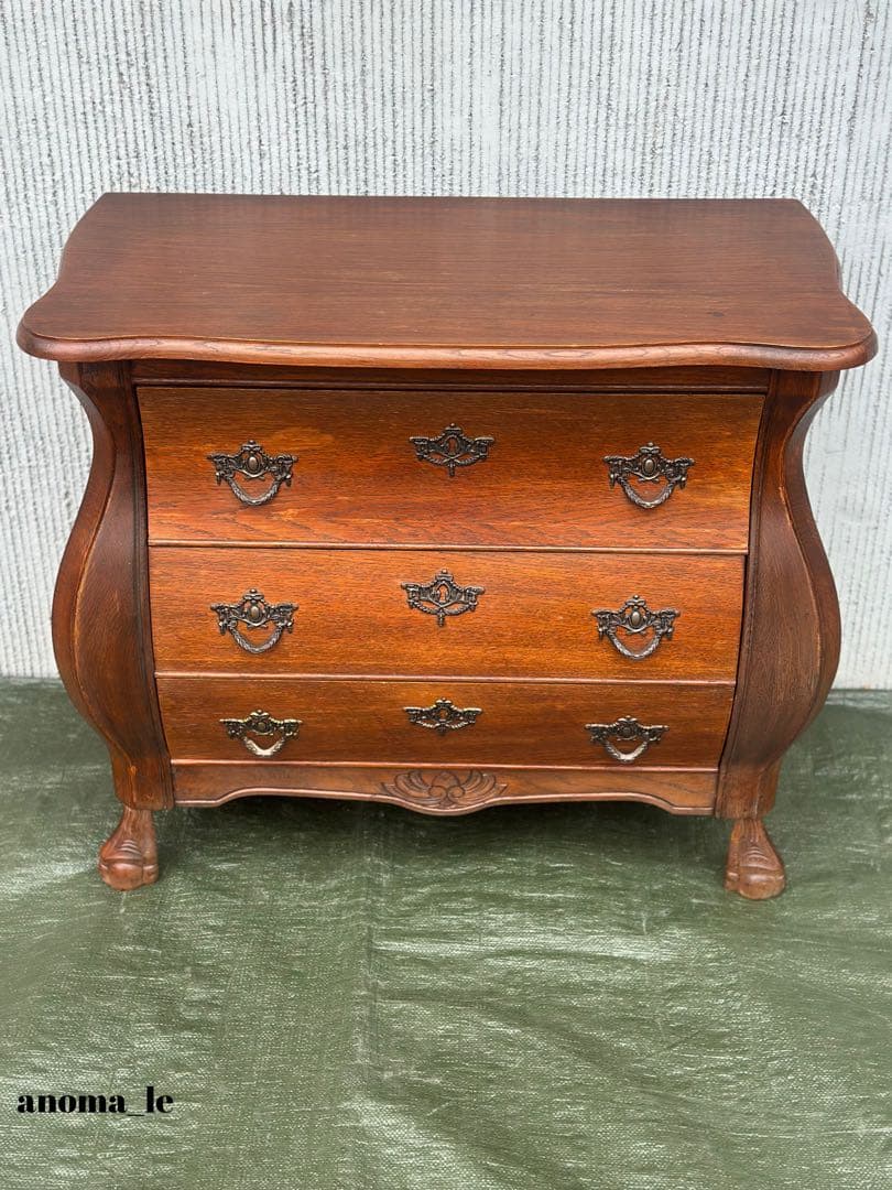 5007【チェスト】コモードチェスト　オーク　ボール＆クロウ　アンティーク