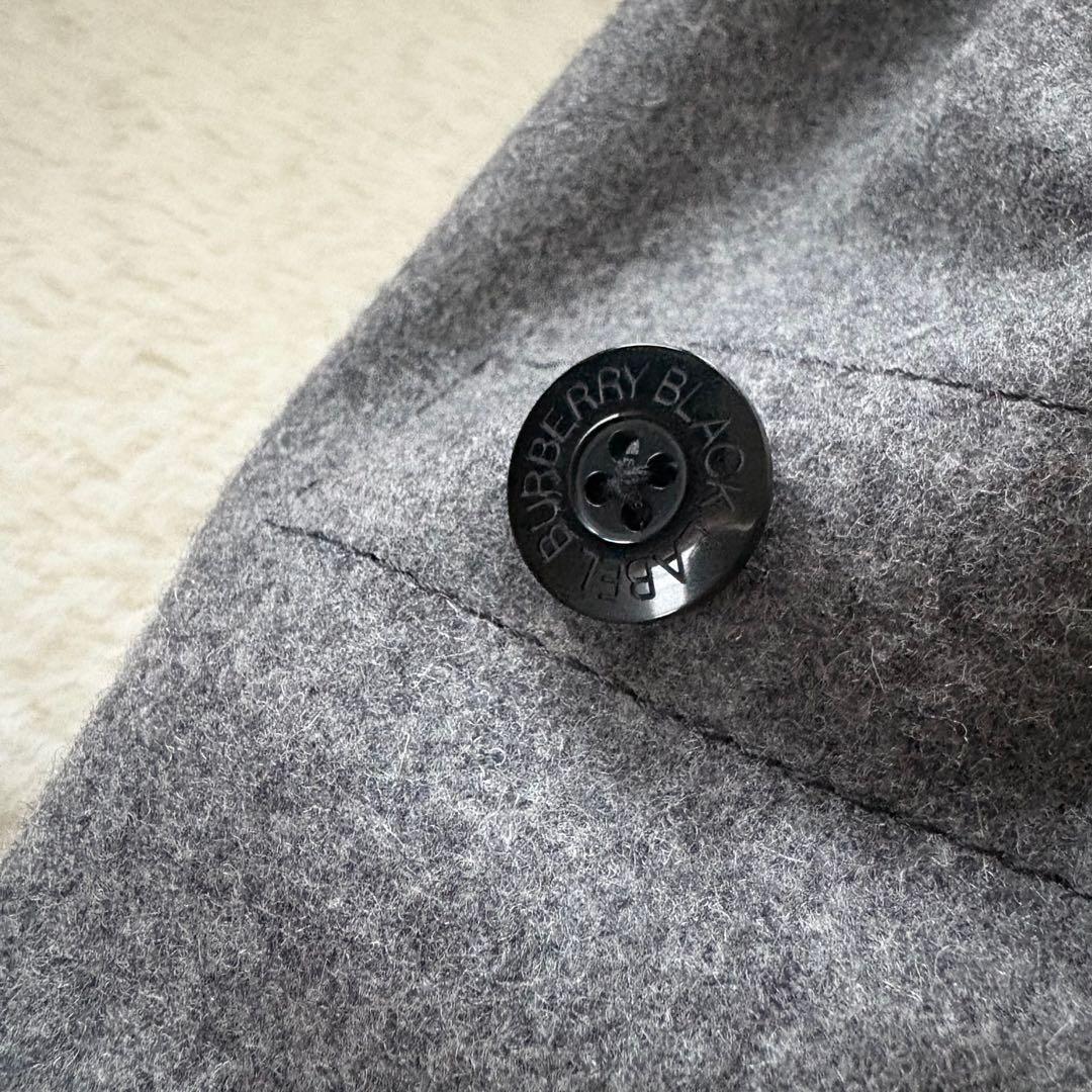 バーバリーブラックレーベル　ノバチェック　ダッフルコート　カシミヤ グレー　M