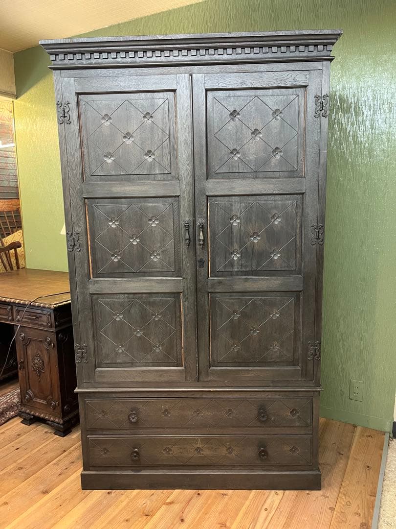 アンティーク ワードローブ クローゼット 木彫インテリア 大正ロマン ビンテージ