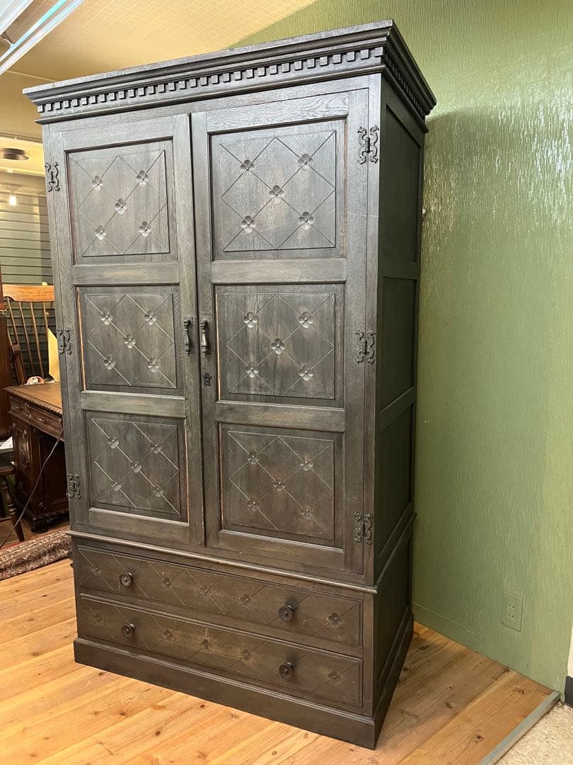 アンティーク ワードローブ クローゼット 木彫インテリア 大正ロマン ビンテージ