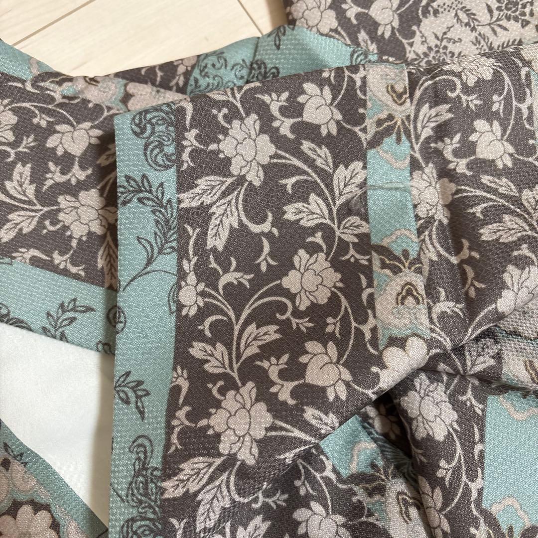 洗える着物 袷着物単品 「縞更紗　水色」 KIMONOMACHI オリジナル