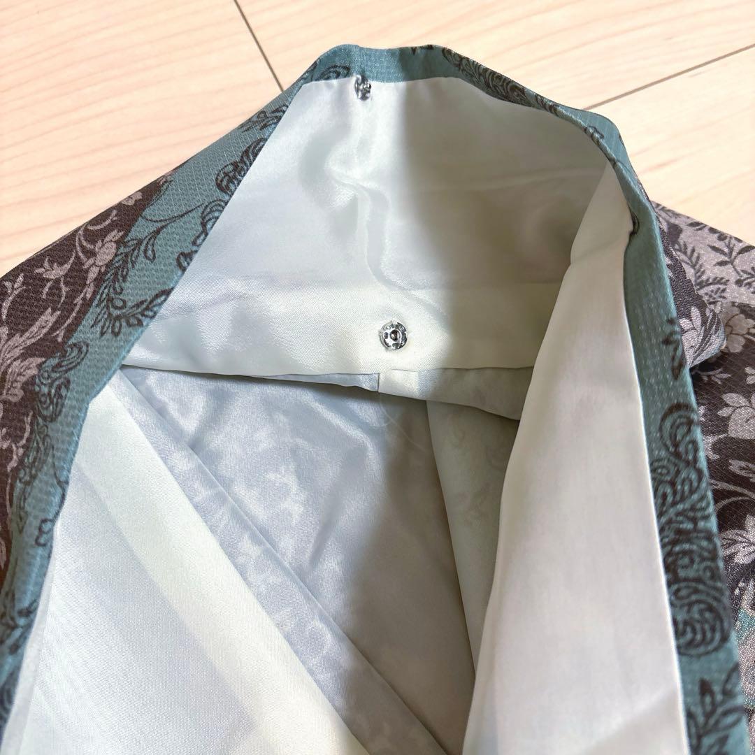 洗える着物 袷着物単品 「縞更紗　水色」 KIMONOMACHI オリジナル