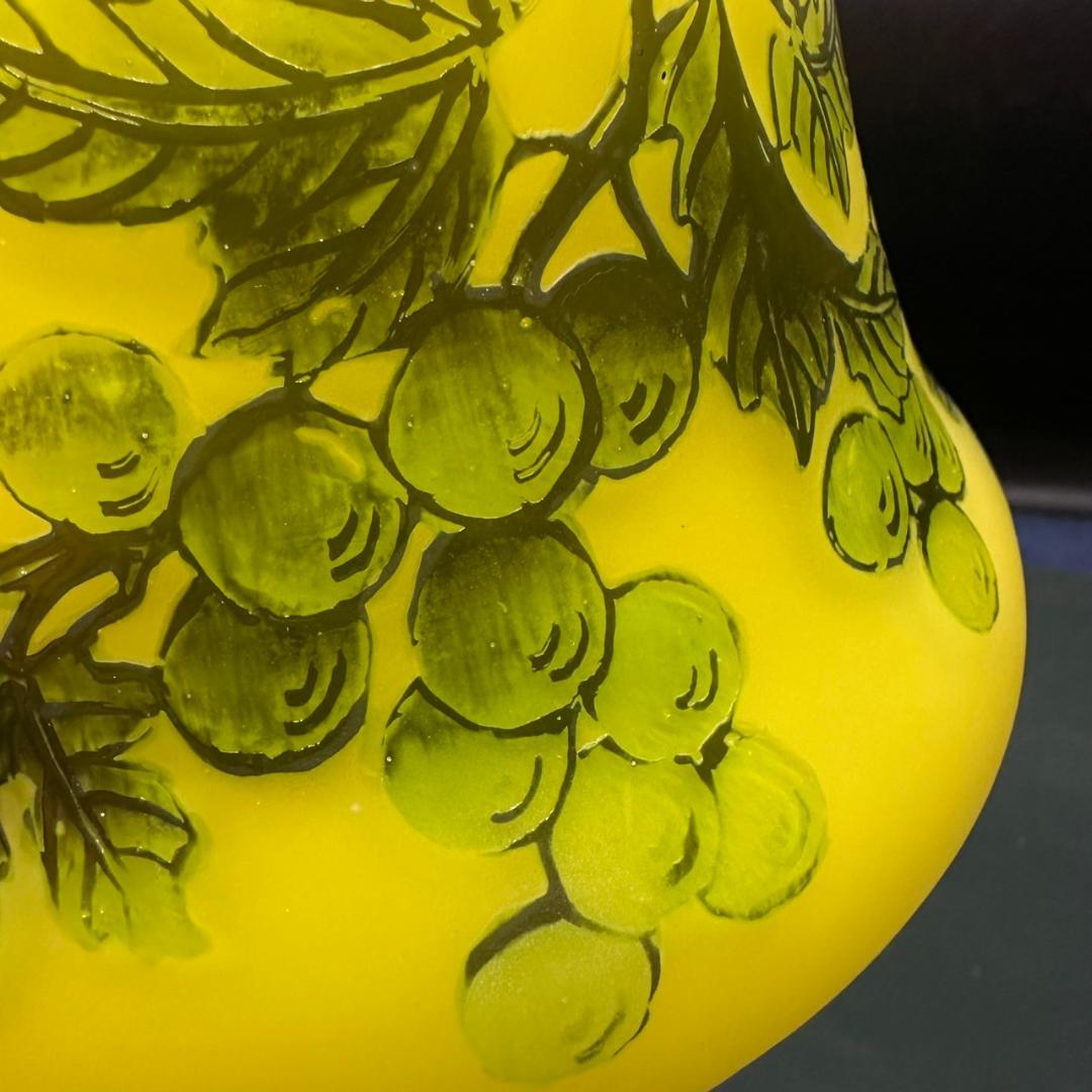 エミールガレ 真鍮台座　ランプ　1灯照明　 カメオ彫り　被せガラス 高さ32cm