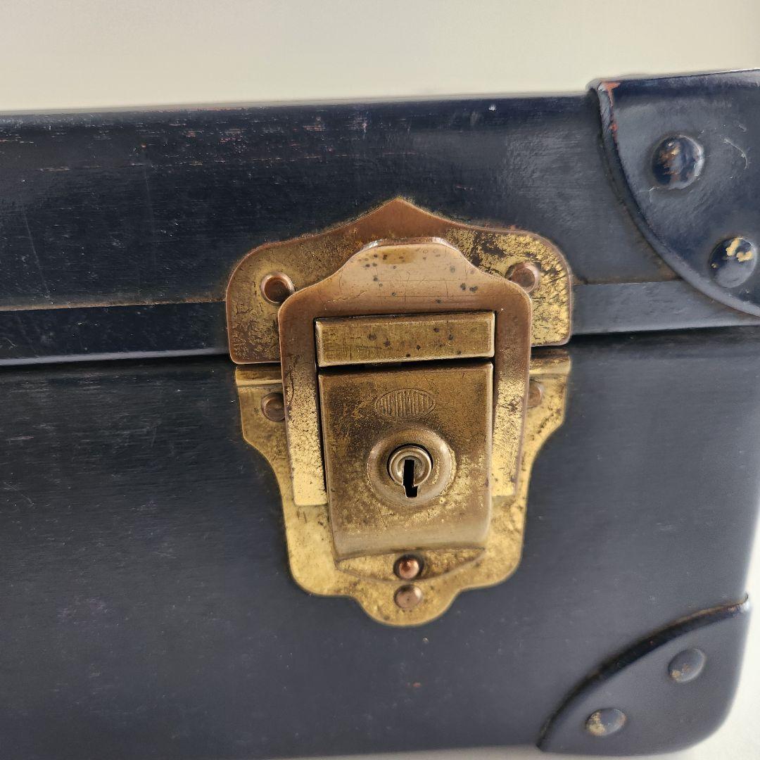 ヴィンテージ　トランク　ネイビー　鍵付き