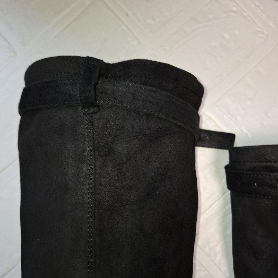 アンドゥムールメステール 黒36.5 スエード ニーハイブーツ バックル付き