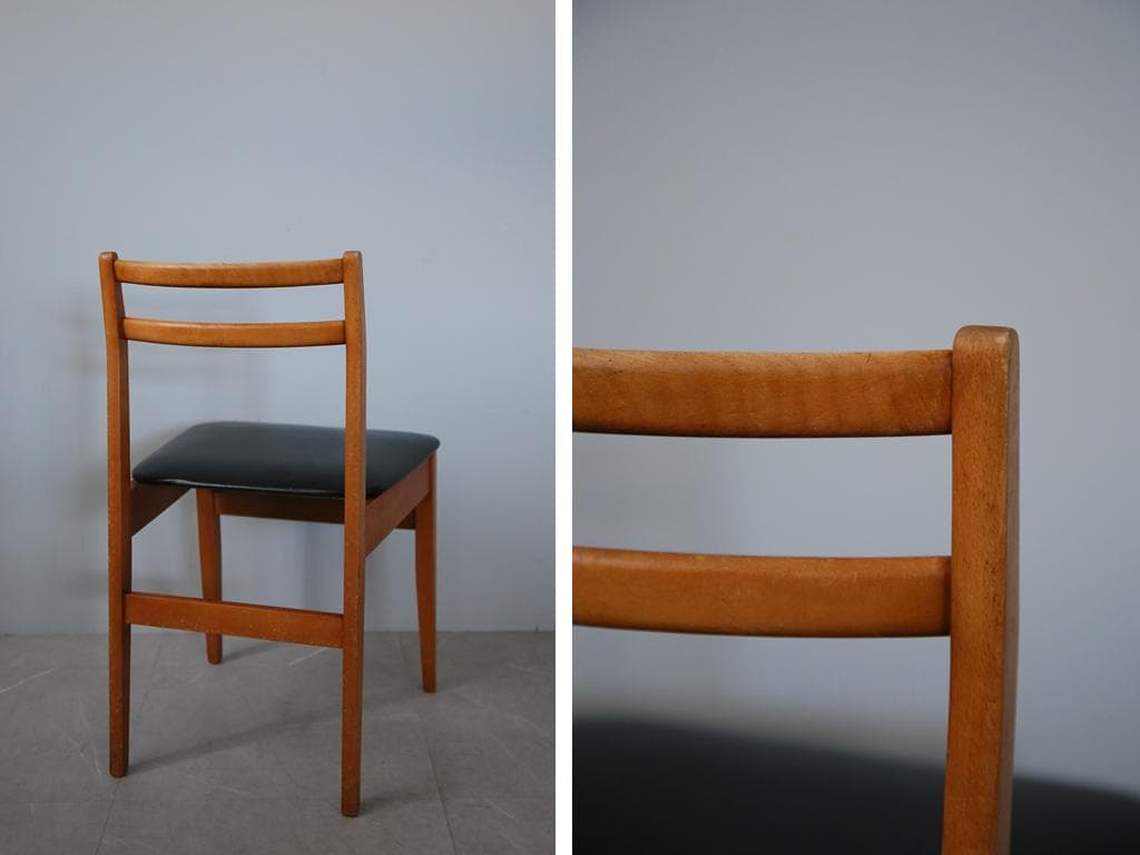 英国ヴィンテージチーク古木ダイニングチェア/椅子イス/モダン(92-183-3)