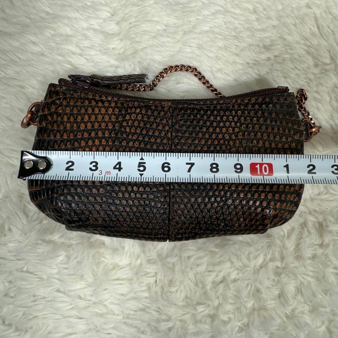 【美品】JRAタグ付 リザード 本革 ハンドバッグ ブラウン 茶 ヴィンテージ