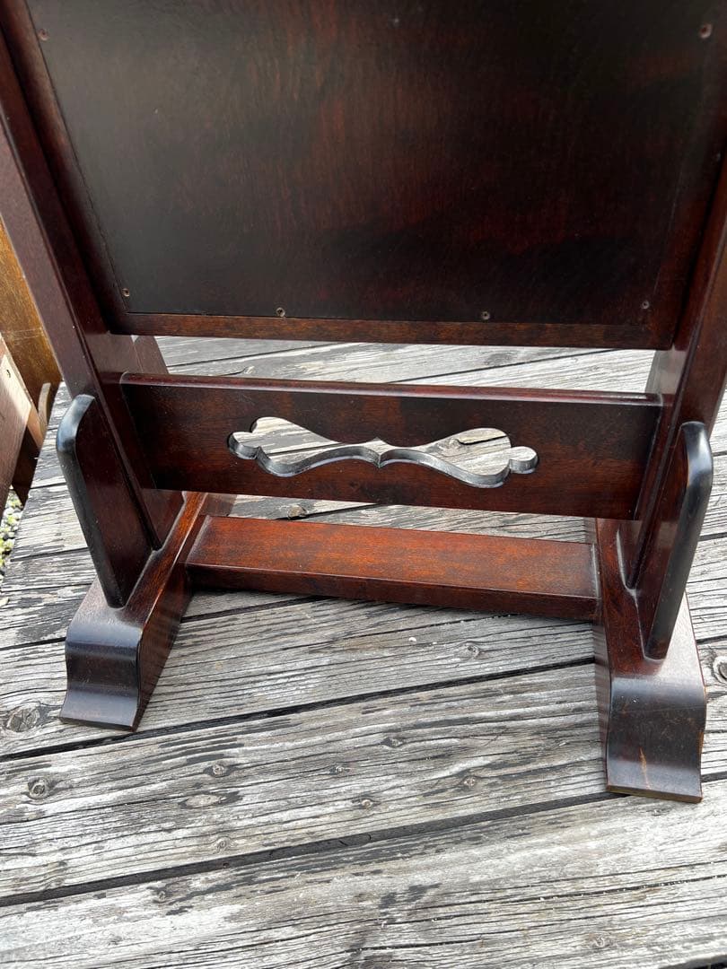 松本民芸家具 姿見 スタンドミラー 透かし彫り 民藝家具 定価12万円