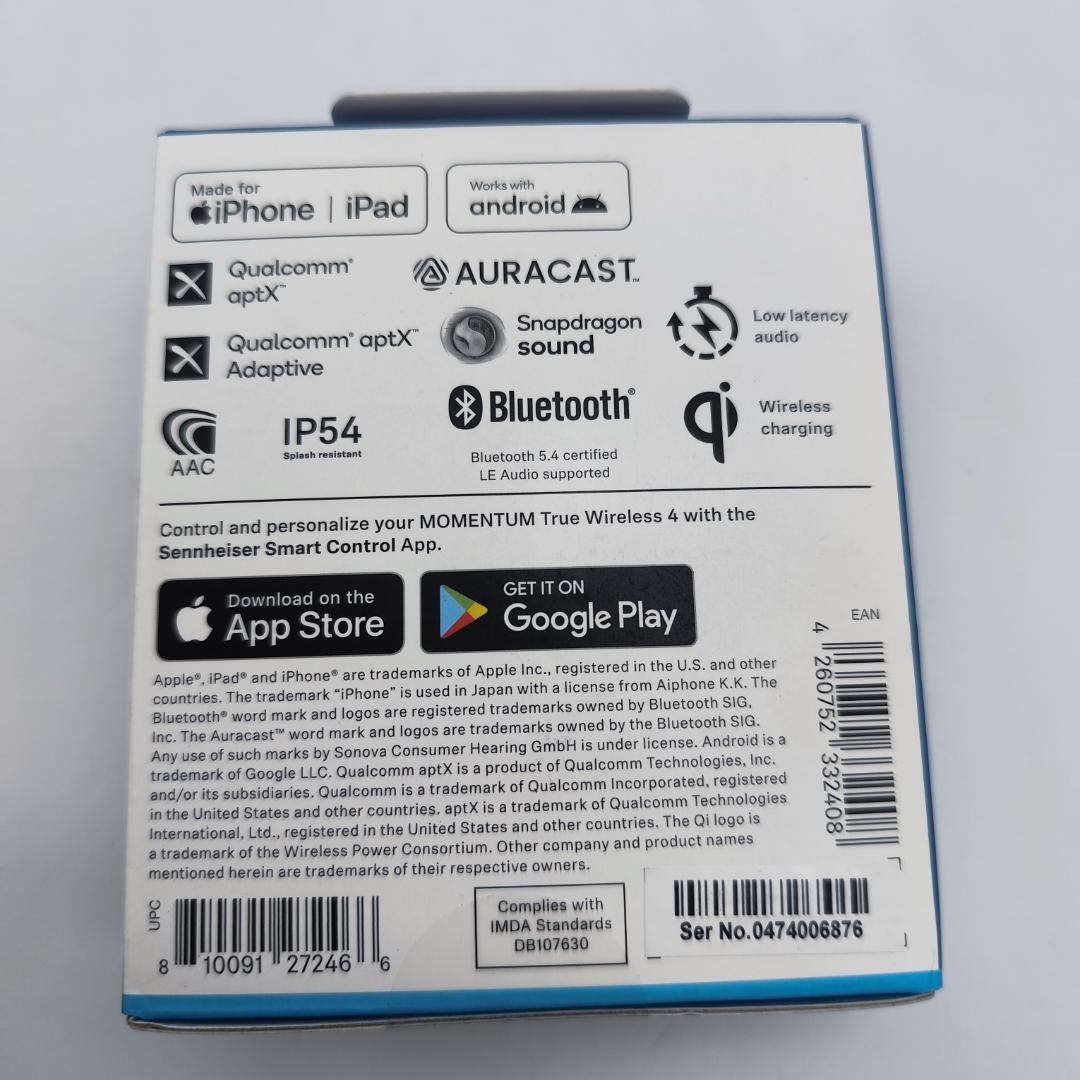 SENNHEISER MOMENTUM TW4 ANC ワイヤレスイヤホン 黒