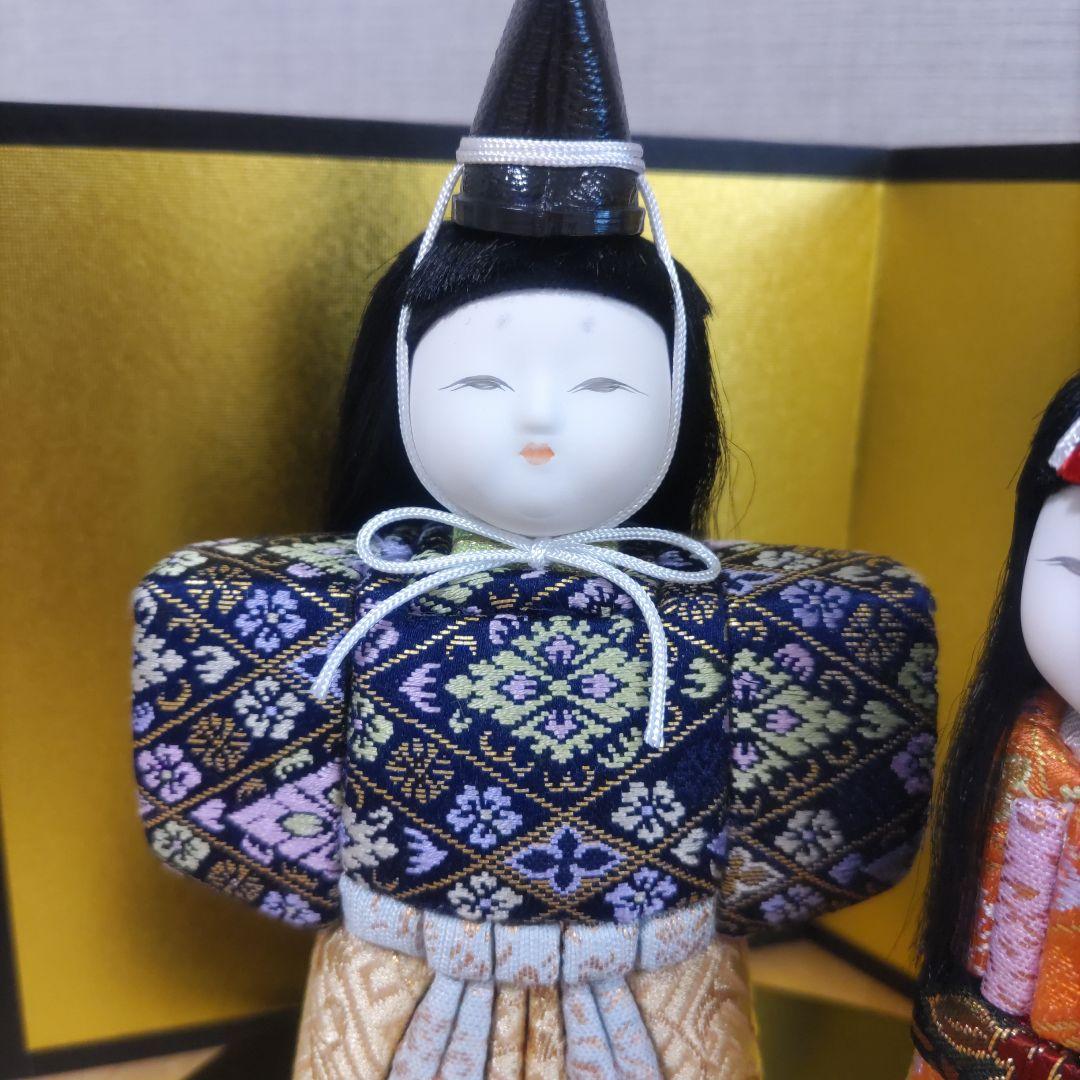 雛人形　立ち雛飾り　木目込人形　台＆屏風付き！