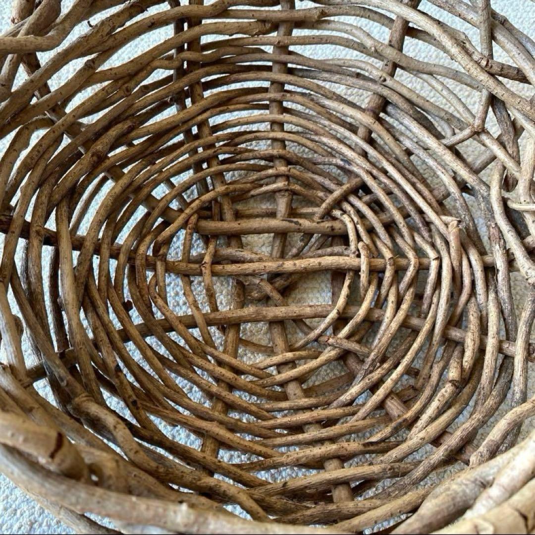 最終】蔓籠 藤蔓かご 蔓細工 あけび 葡萄蔓 バスケット 郷土飾りつる細工