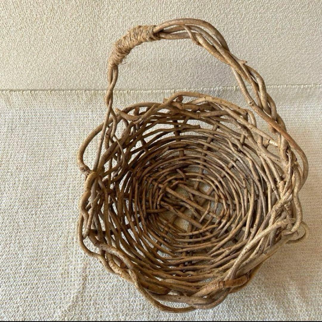 最終】蔓籠 藤蔓かご 蔓細工 あけび 葡萄蔓 バスケット 郷土飾りつる細工