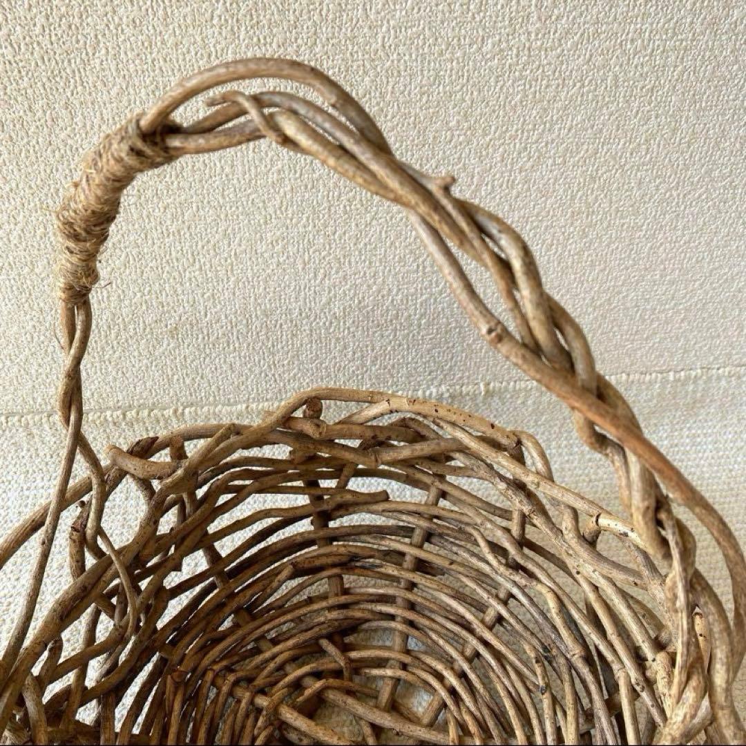 最終】蔓籠 藤蔓かご 蔓細工 あけび 葡萄蔓 バスケット 郷土飾りつる細工