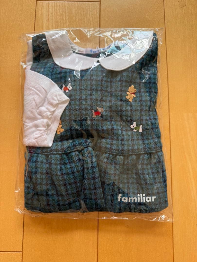 新品⭐︎ファミリアロンパース 70サイズ チェック柄刺繍