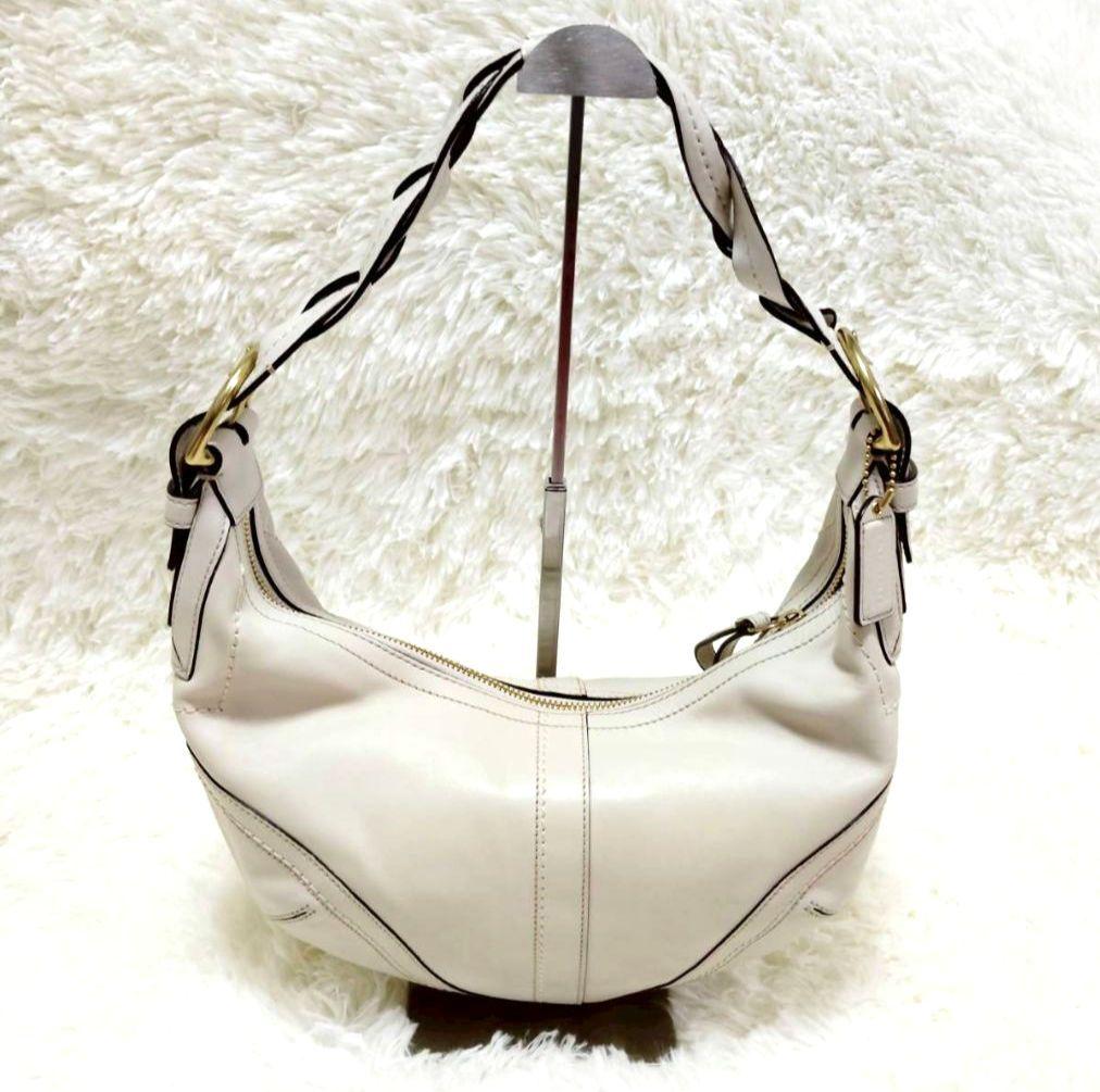 美品✨ COACH ホーボー ワンショルダーバッグ レザー ホワイト