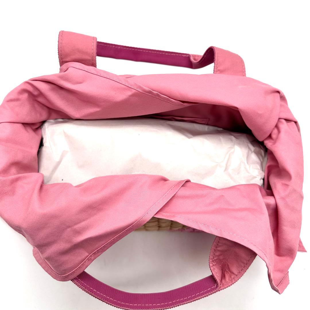 【新品タグ付き】TOCCA かごバッグ フラワー 刺繍 レース ラフィア ピンク