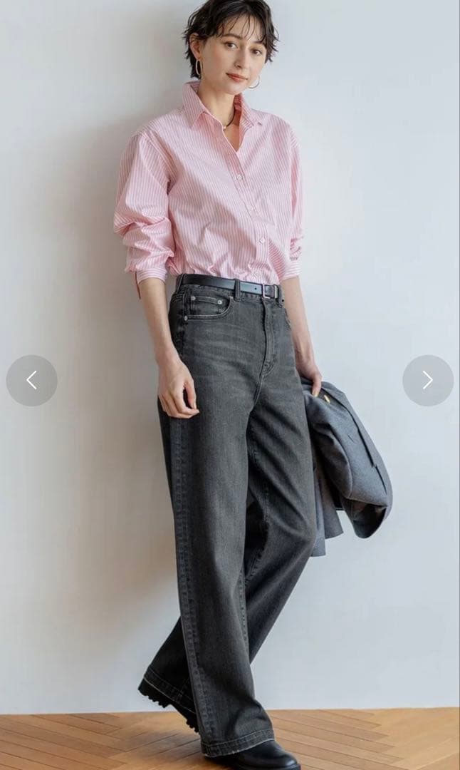 美品　23区 24SS CANCLINI シャツ ピンクストライプ　M