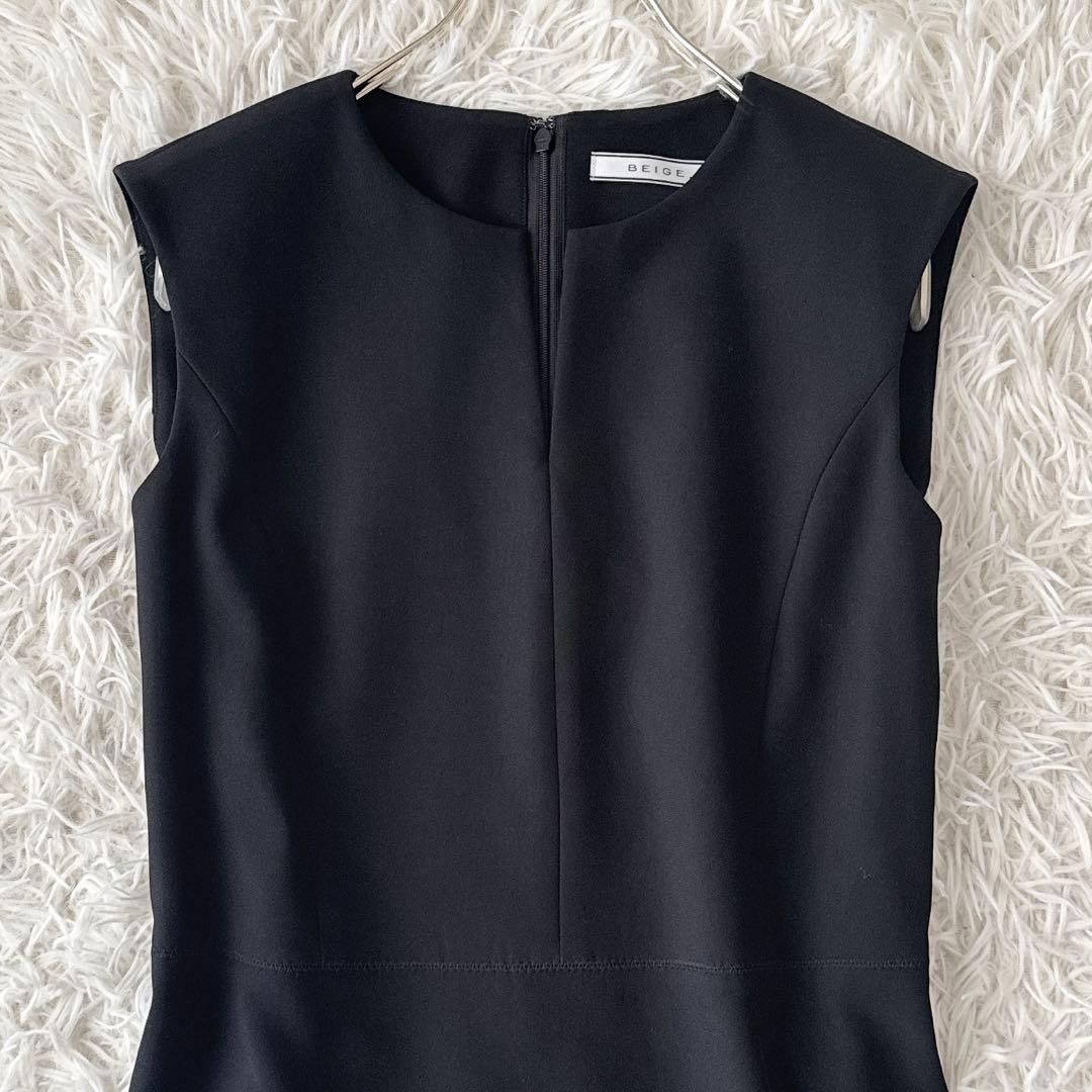 未使用級 BEIGE,ベイジ✨LUIZA ワンピース キーネック 黒 サイズ0