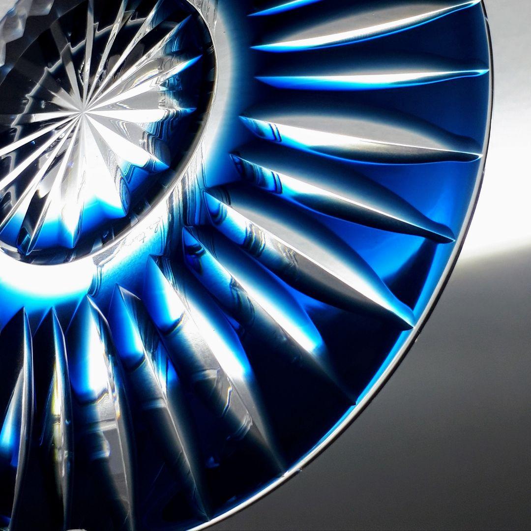 薩摩切子　藍色被せ皿・古式角皿 セット　【 薩摩びーどろ工芸 】