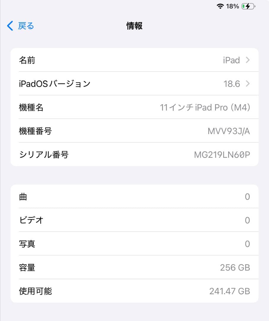 Apple iPad Pro (11インチ) 256GB M4 使用1ヶ月未満