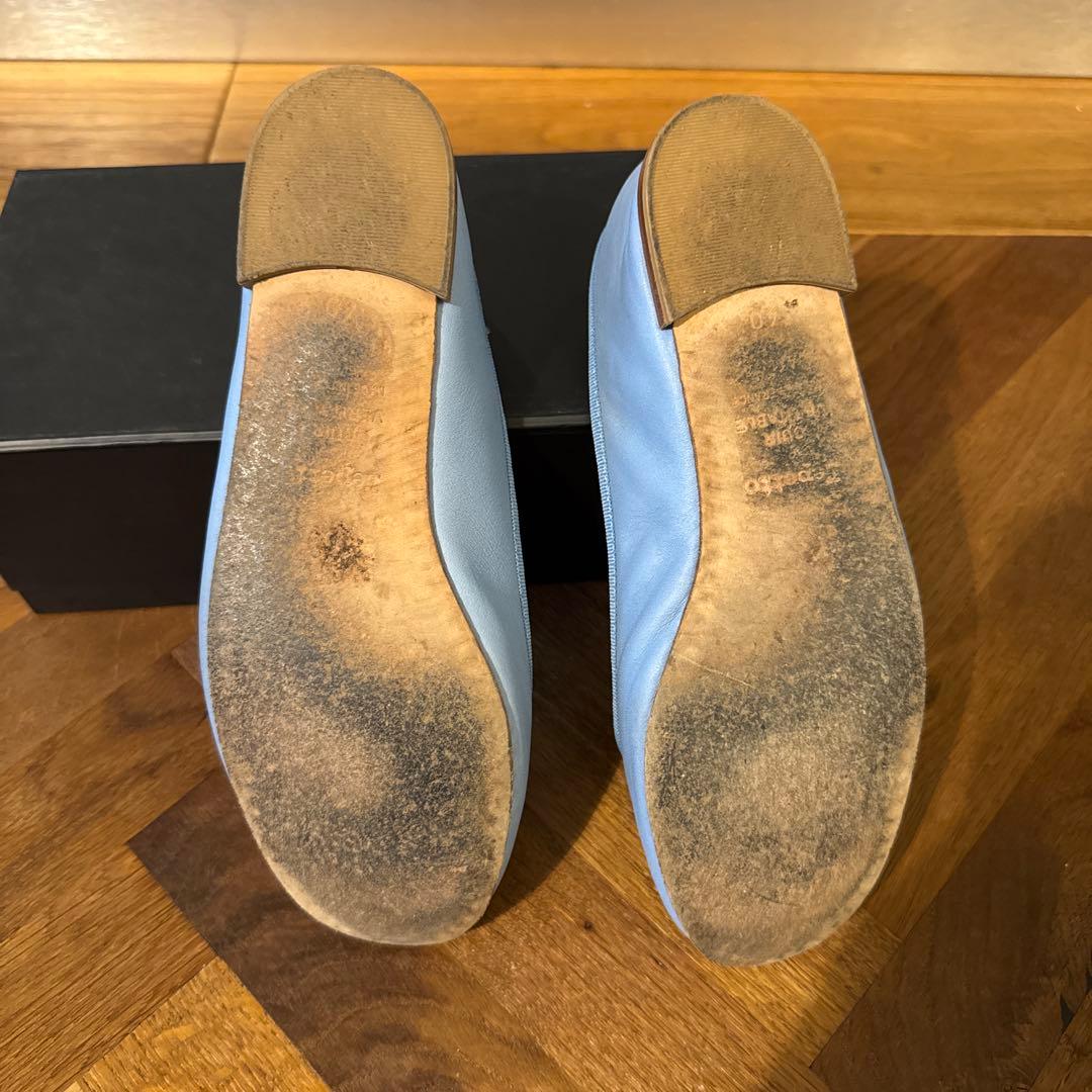 repetto 水色 リボン付きバレエシューズ40