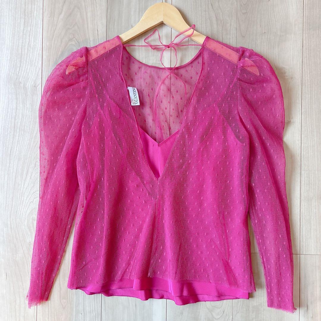 未使用級＊RED VALENTINO【定価約9万】ドットチュールブラウス 42